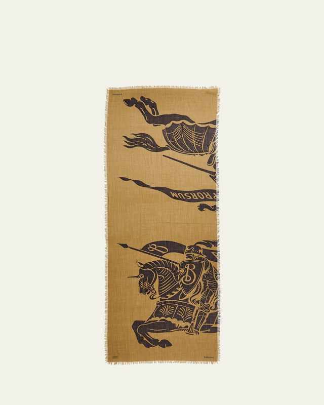 Equestrian Knight Printed Wool Scarf
